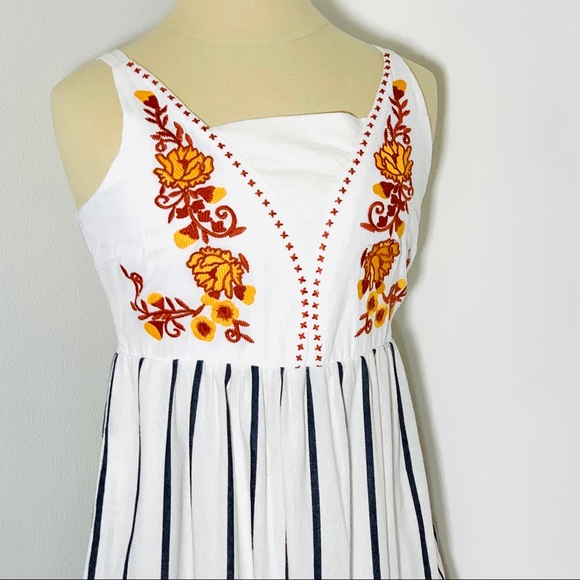 Melloday Embroidered Stripe Midi Dress Sz M Great Condition - Picture 4 of 10